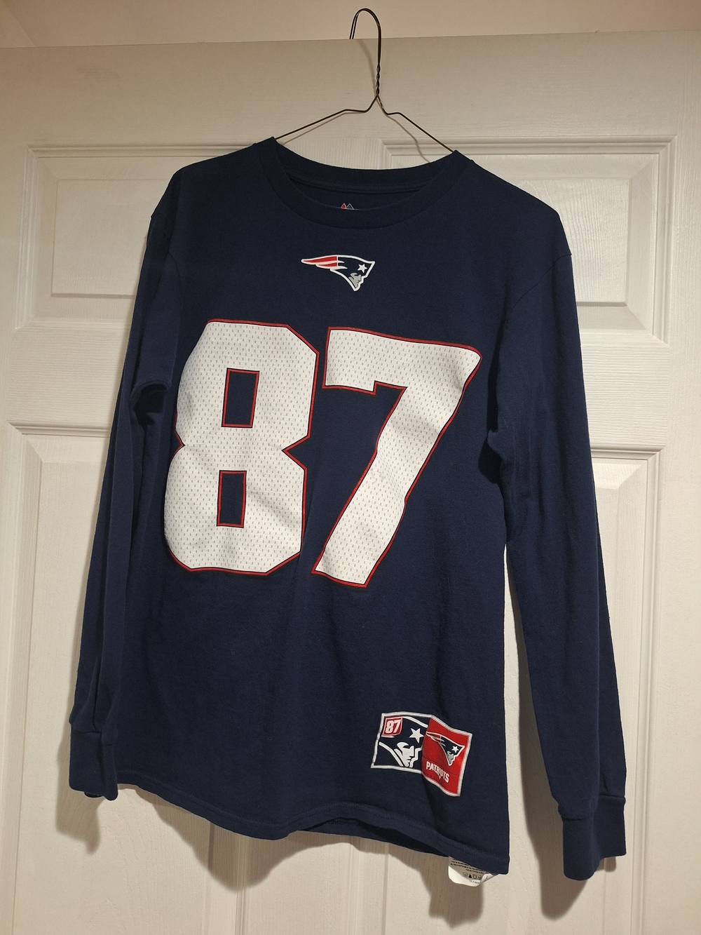 Men's Navy Long Sleeve Football Tee with 87 Graphic
